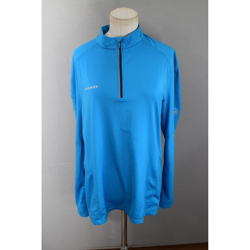 Mammut Pullover Large Blue 1/2 Zip Long Sleeve Technical Hiking Mens Gorpcore
